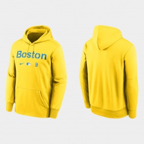 Boston Red Sox Gold 2021 City Connect Pullover Baseball Therma Hoodie