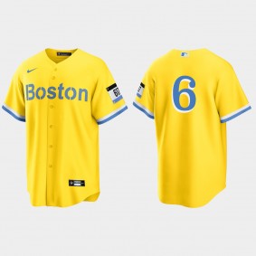 Boston Red Sox #6 Bill Buckner 2021 City Connect Replica Jersey - Gold Light Blue