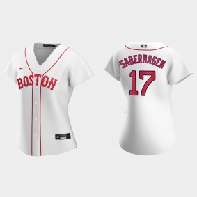 Women Boston Red Sox Bret Saberhagen White 2021 Patriots' Day Replica Jersey