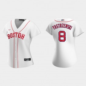 Women Boston Red Sox Carl Yastrzemski White 2021 Patriots' Day Replica Jersey