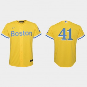 Youth Boston Red Sox #41 Chris Sale Gold Light Blue 2021 City Connect Replica Jersey