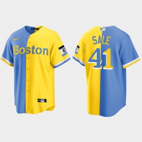 Boston Red Sox Chris Sale City Connect Split Jersey - Blue Gold