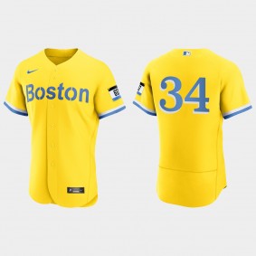 David Ortiz Boston Red Sox 2021 City Connect Authentic Jersey - Gold Light Blue