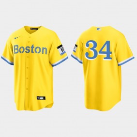 Boston Red Sox #34 David Ortiz 2021 City Connect Replica Jersey - Gold Light Blue