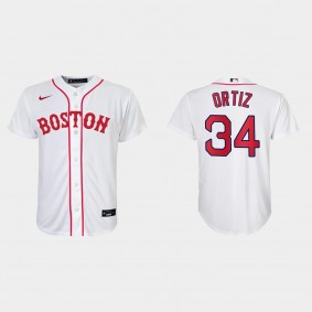 Youth Boston Red Sox #34 David Ortiz White 2021 Patriots' Day Replica Jersey