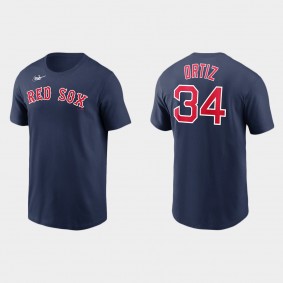 Men's Boston Red Sox David Ortiz Navy Name Number Logo T-Shirt