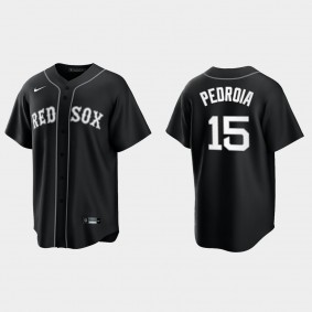 Boston Red Sox Dustin Pedroia 2021 All Black Fashion Replica Jersey - Black White