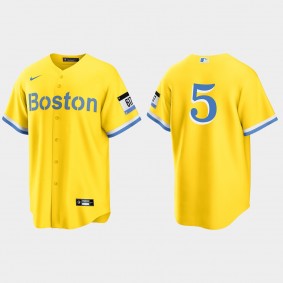 Boston Red Sox #5 Enrique Hernandez 2021 City Connect Replica Jersey - Gold Light Blue