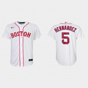 Youth Boston Red Sox #5 Enrique Hernandez White 2021 Patriots' Day Replica Jersey