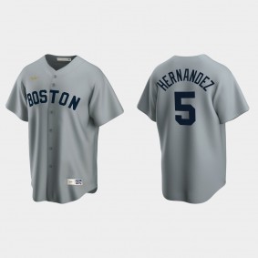 Enrique Hernandez #5 Boston Red Sox Cooperstown Collection Road Jersey - Gray