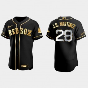 Boston Red Sox #28 J.D. Martinez Golden Edition Authentic Jersey - Black