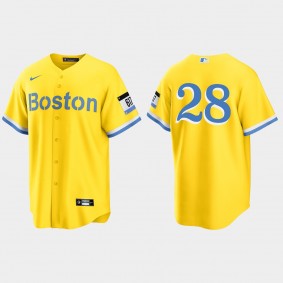 Boston Red Sox #28 J.D. Martinez 2021 City Connect Replica Jersey - Gold Light Blue