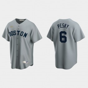 Men's Johnny Pesky #6 Boston Red Sox Cooperstown Collection Road Jersey - Gray