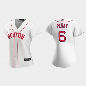 Women Boston Red Sox Johnny Pesky White 2021 Patriots' Day Replica Jersey