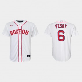 Youth Boston Red Sox #6 Johnny Pesky White 2021 Patriots' Day Replica Jersey