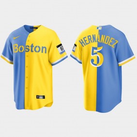 Boston Red Sox Kike Hernandez City Connect Split Jersey - Blue Gold