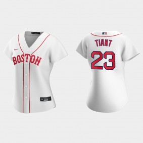 Women Boston Red Sox Luis Tiant White 2021 Patriots' Day Replica Jersey