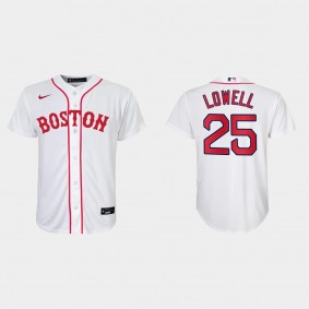 Youth Boston Red Sox #25 Mike Lowell White 2021 Patriots' Day Replica Jersey