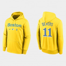 Boston Red Sox Rafael Devers Gold 2021 City Connect Pullover Baseball Therma Hoodie