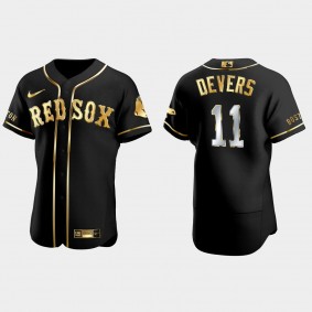 Boston Red Sox #11 Rafael Devers Golden Edition Authentic Jersey - Black