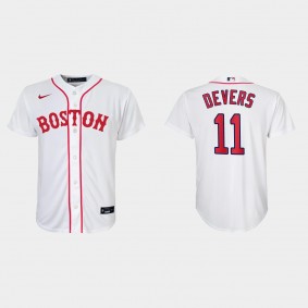 Youth Boston Red Sox #11 Rafael Devers White 2021 Patriots' Day Replica Jersey