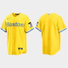 Boston Red Sox 2021 City Connect Replica Jersey - Gold Light Blue