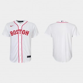 Youth Boston Red Sox # White 2021 Patriots' Day Replica Jersey