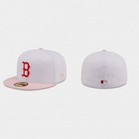 Men's Boston Red Sox 59FIFTY Fitted White Pink Scarlet Undervisor Hat