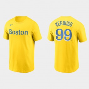 Boston Red Sox Alex Verdugo Gold 2021 City Connect Wordmark T-Shirt