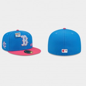 Men's Boston Red Sox Big League Chew Blue Pink Curveball Cotton Candy Flavor Pack Fitted Hat