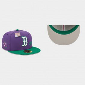 Men's Boston Red Sox Big League Chew Purple Green Ground Ball Grape Flavor Pack Fitted Hat