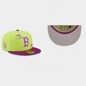 Men's Boston Red Sox Big League Chew Green Purple Swingin' Sour Apple Flavor Pack Fitted Hat