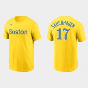 Boston Red Sox Bret Saberhagen Gold 2021 City Connect Wordmark T-Shirt