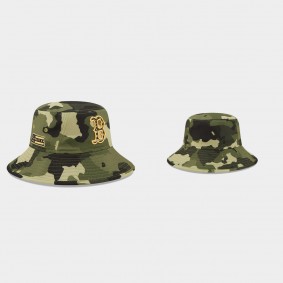 Men's Boston Red Sox 2022 Armed Forces Day Camo Bucket Hat