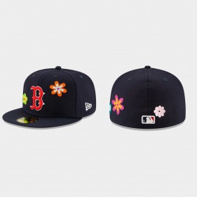 Men's Boston Red Sox Chain Stitch Floral Navy 59FITY Fitted Hat