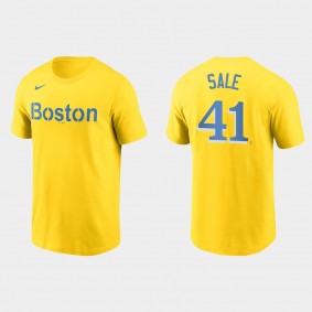 Boston Red Sox Chris Sale Gold 2021 City Connect Wordmark T-Shirt