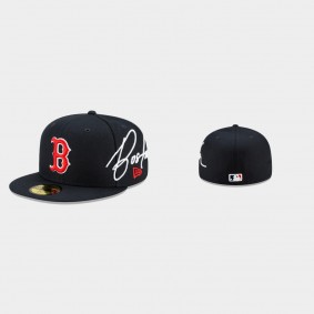 Men's Boston Red Sox Cursive Navy 59FIFTY Fitted Hat