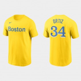 Boston Red Sox David Ortiz Gold 2021 City Connect Wordmark T-Shirt