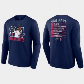 Men's Boston Red Sox David Ortiz Navy Stats Resume Long Sleeve T-Shirt