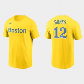 Boston Red Sox Ellis Burks Gold 2021 City Connect Wordmark T-Shirt