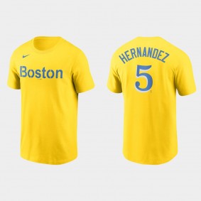 Boston Red Sox Enrique Hernandez Gold 2021 City Connect Wordmark T-Shirt