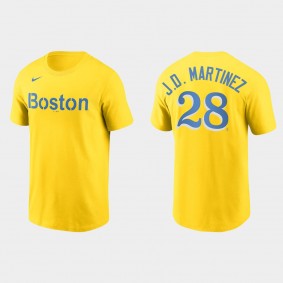 Boston Red Sox J.D. Martinez Gold 2021 City Connect Wordmark T-Shirt