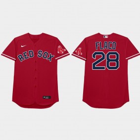 J.D. Martinez Nickname Red Sox 2021 Players' Weekend Flaco Jersey - Red