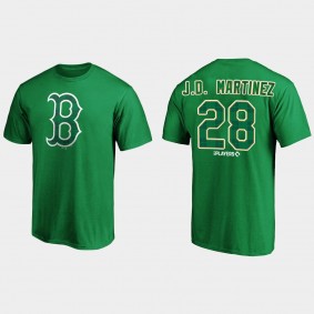 Men's Boston Red Sox J.D. Martinez Green 2021 St. Patrick's Day Emerald Plaid T-Shirt