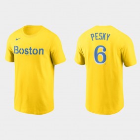 Boston Red Sox Johnny Pesky Gold 2021 City Connect Wordmark T-Shirt