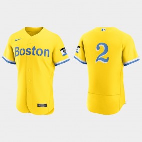 Justin Turner Boston Red Sox City Connect Authentic Jersey - Gold Light Blue