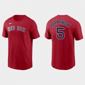 Men's Boston Red Sox Kike Hernandez Red Name & Number T-Shirt