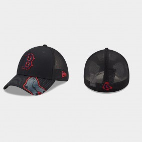 Men's Boston Red Sox Pop Visor Mesh Back Navy 39THIRTY Flex Hat