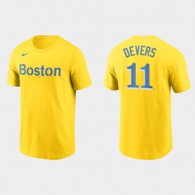 Boston Red Sox Rafael Devers Gold 2021 City Connect Wordmark T-Shirt