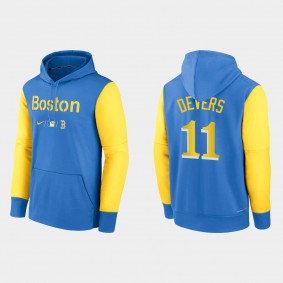 Boston Red Sox Rafael Devers Blue Yellow 2022 City Connect Performance Pullover Authentic Collection Hoodie